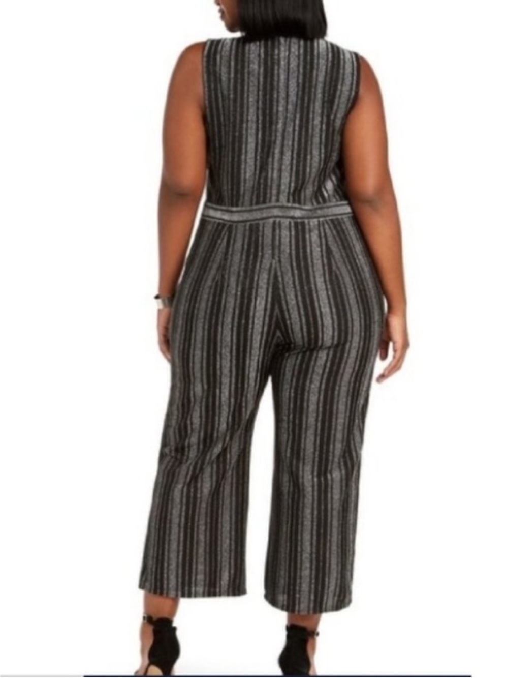 Monteau Metallic Striped Jumpsuit 2X NWT Plus Size - Picture 2 of 4